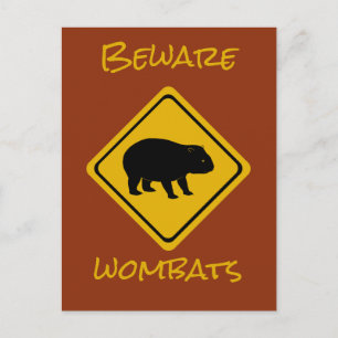 Carte Postale signe routier australien wombat