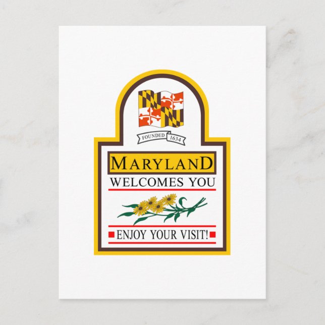 Carte Postale SIGNE ROUTIÈRE - USA Bienvenue au Maryland (Devant)