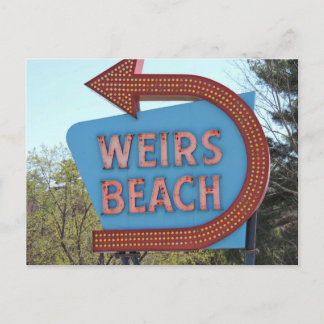 Carte Postale SIGNE Vintage DE LA PLAGE DE Weirs