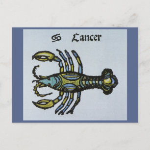 Carte Postale Signe vintage du zodiaque, Cancer le crabe