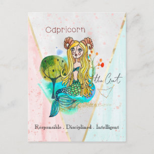 Carte Postale SIGNE Zodiaque Capricorne Whimsical Girl Chèvre Sy