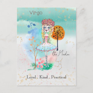 Carte Postale SIGNE Zodiaque Virgo Maiden fille Whimsical