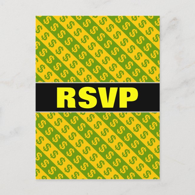 Carte Postale Signes de dollars verts et jaunes ($) Motif rayé (Devant)