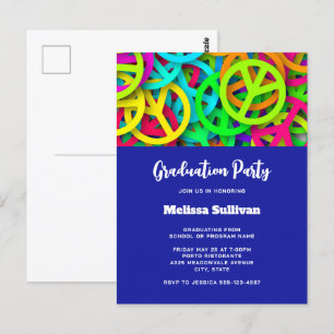 Carte Postale Signes de paix super Rainbow Motif Graduation