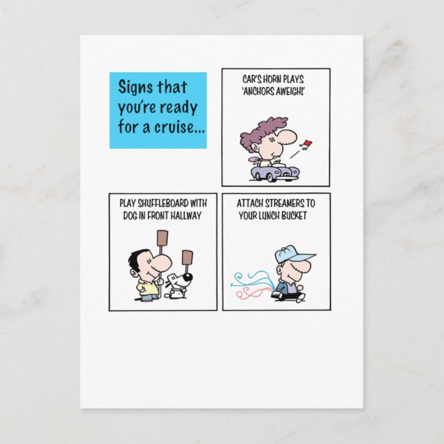 Carte Postale Signes que vous êtes prêt pour une croisière - (b) (Devant)