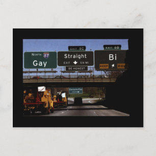 Carte Postale Signes routiers Gay/Droit/Bi
