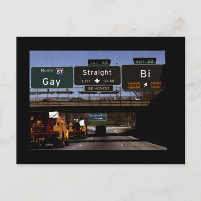 Carte Postale Signes routiers Gay/Droit/Bi (Devant)