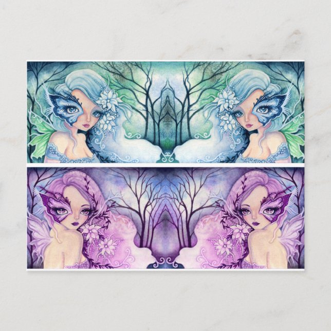 Carte postale signet : Masque bleu / Masque mauve (Devant)