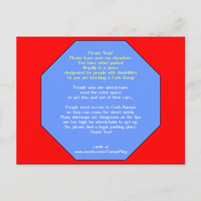 Carte Postale S'IL VOUS PLAÎT Arrêtez de stationner ici (Devant)