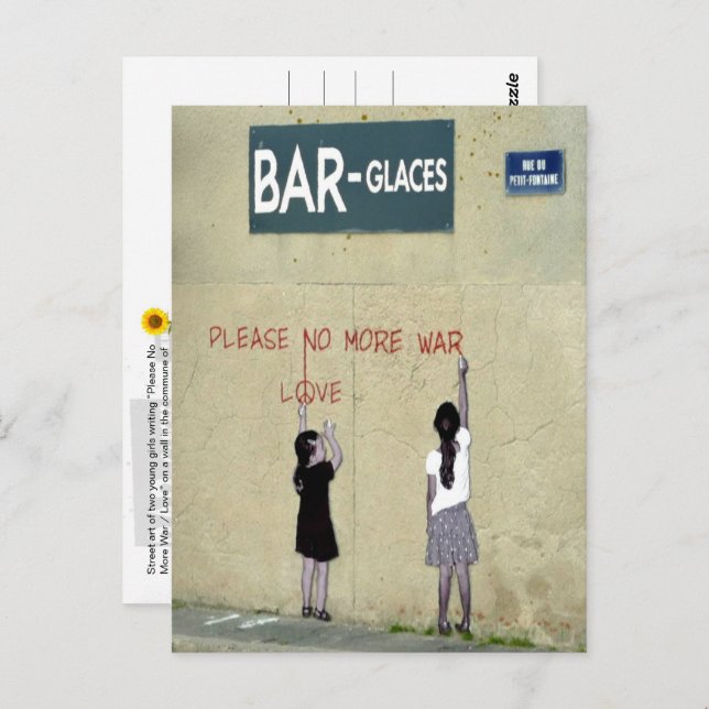 Carte Postale S'il vous plaît plus de guerre / Amour, Normandie, (Devant / Derrière)