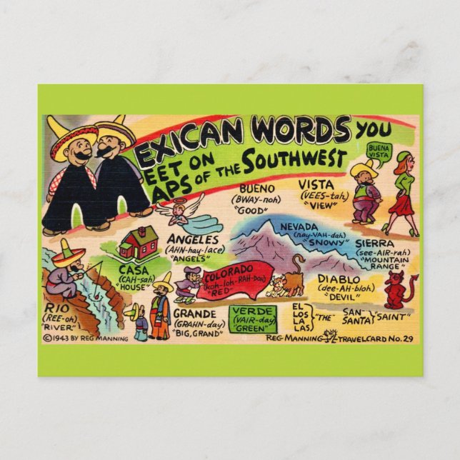 Carte postale Silencieuse de mots mexicains (Devant)
