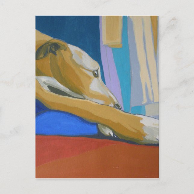 Carte Postale 'Silent Longing' - Yellow lurcher (Devant)