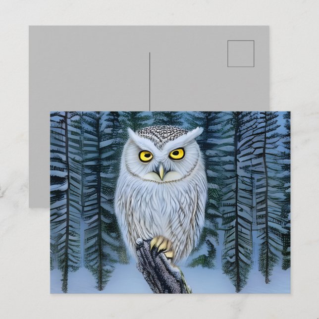 Carte Postale Silent Watch - Northern Winter Woods Grey Owl (Devant / Derrière)