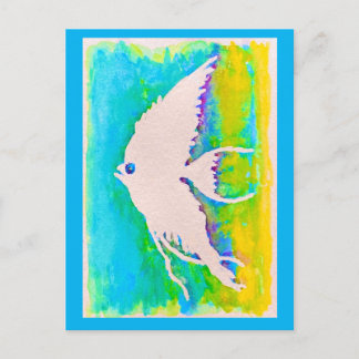 CARTE POSTALE SILHOUETTE ANGELFISH EN COULEUR D'EA