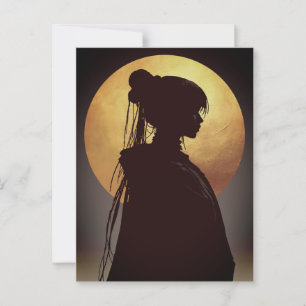 Carte Postale Silhouette au Clair de Lune Mystique – Anime Éléga