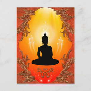Carte Postale Silhouette Bouddha avec lumière brillante