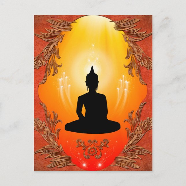 Carte Postale Silhouette Bouddha avec lumière brillante (Devant)