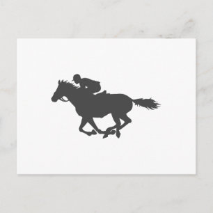Carte Postale Silhouette cheval jockey - Choisissez la couleur a