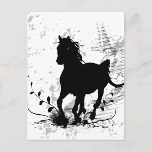 Carte Postale Silhouette, cheval noir
