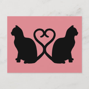 Carte postale Silhouette Coeur deux chats