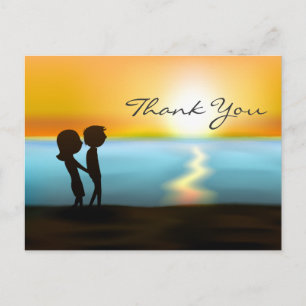 Carte Postale Silhouette Couple Sunset ~ Sunrise Beach Merci