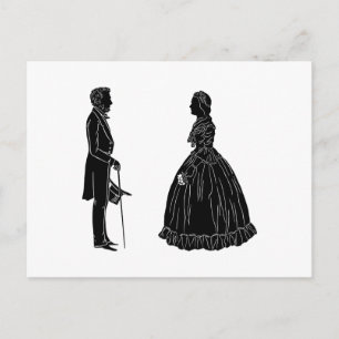 Carte Postale silhouette d'abraham lincoln et de mary todd linco