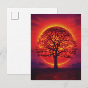 Carte Postale Silhouette d'arbre majestueuse au coucher du solei