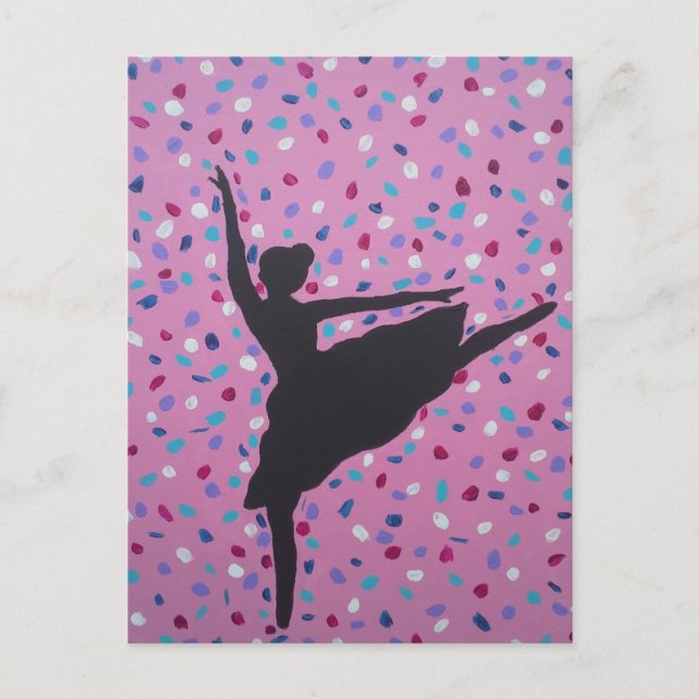 Carte Postale Silhouette de ballet rose (Devant)