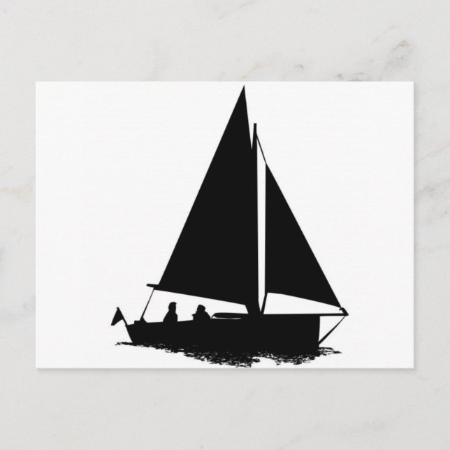 Carte Postale Silhouette de bateau noir (Devant)
