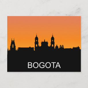 Carte Postale Silhouette de Bogota, illustration du coucher de s