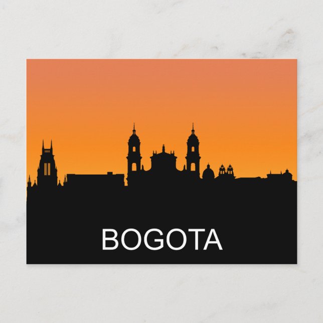 Carte Postale Silhouette de Bogota, illustration du coucher de s (Devant)