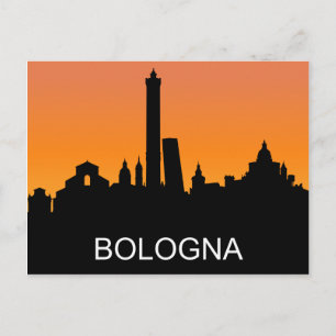 Carte Postale Silhouette de Bologne, illustration du coucher de 