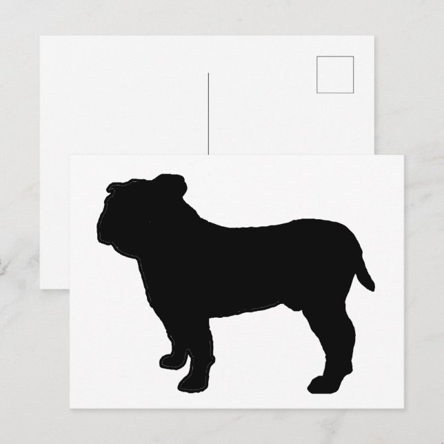 Carte Postale Silhouette de Bouledogue (Devant / Derrière)