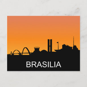 Carte Postale Silhouette de Brasilia, coucher de soleil estival,
