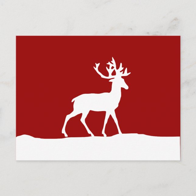 Carte Postale Silhouette de cerfs - Rouge et Blanc (Devant)