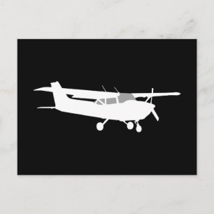 Carte Postale Silhouette de Cessna classique de l'aéronef volant