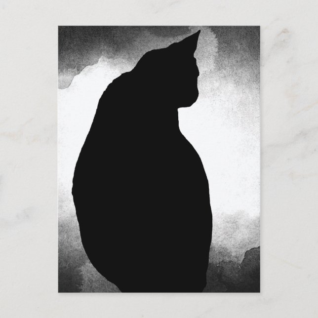 Carte Postale Silhouette de chat noir (Devant)