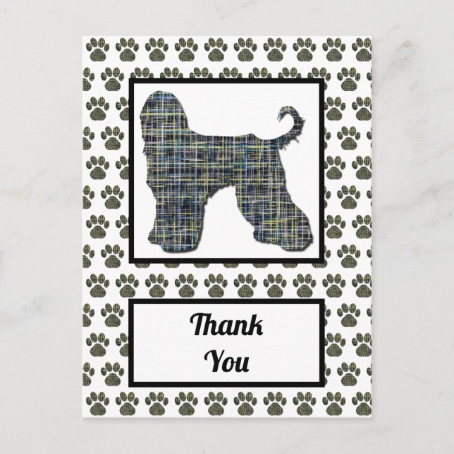 Carte Postale Silhouette de chien Afghan Hound Merci (Devant)