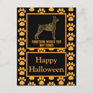 Carte Postale Silhouette de chien Doberman Pinscher Joyeux Hallo