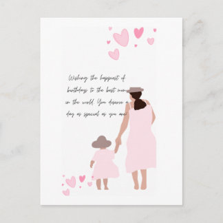 Carte Postale Silhouette de cœur rose de mère et fille