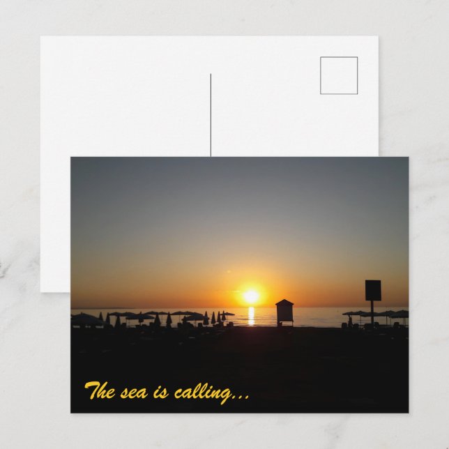 Carte Postale Silhouette de coucher de soleil d'été côtier (Devant / Derrière)