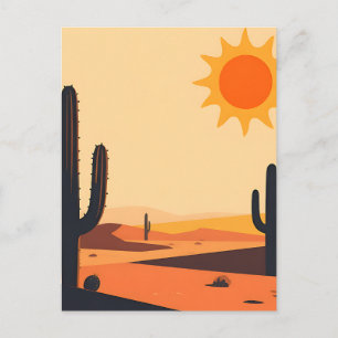 Carte Postale Silhouette de coucher de soleil sur cactus du dése