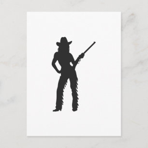 Carte Postale Silhouette de cowgirl occidentale