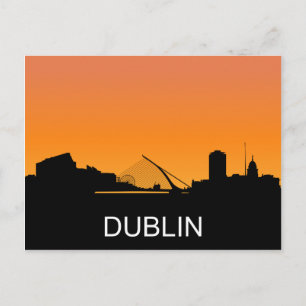 Carte Postale Silhouette de Dublin, illustration de coucher de s