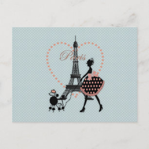 Carte Postale Silhouette de fille romantique vintage mignonne ma