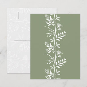 Carte Postale Silhouette de fleur sauvage grimpante vert sauge