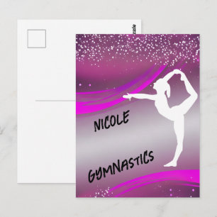 Carte Postale Silhouette de gymnaste magenta personnalisée