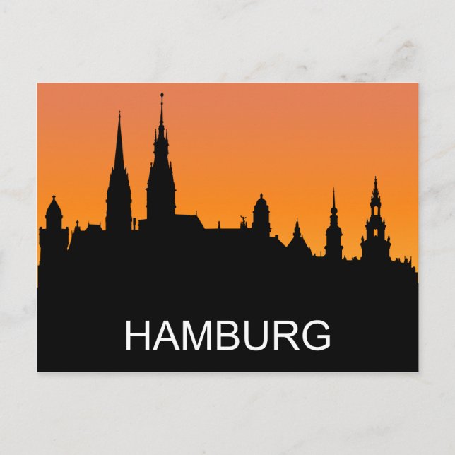 Carte Postale Silhouette de Hambourg, coucher de soleil d'été, i (Devant)