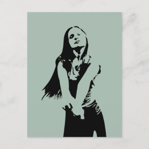 Carte Postale Silhouette de la fille de danse noire à la mode