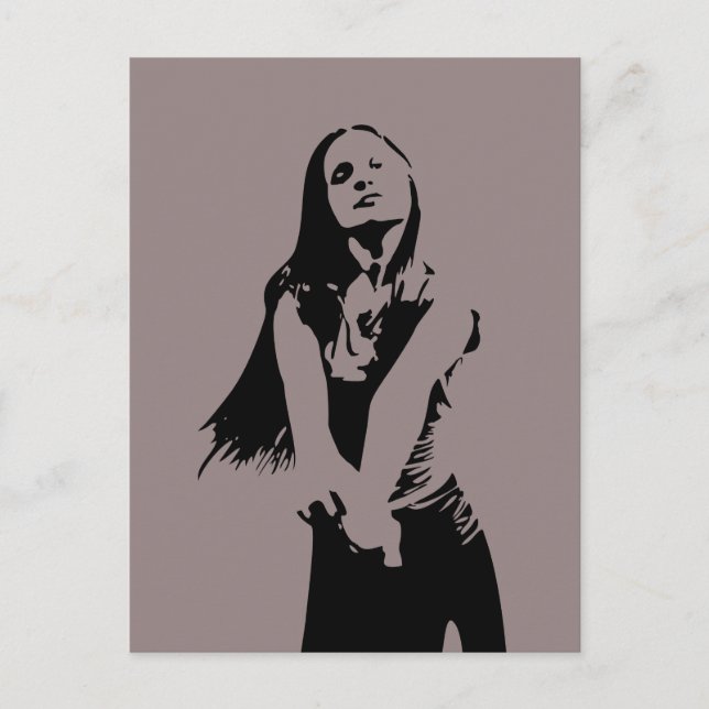 Carte Postale Silhouette de la fille de danse noire à la mode (Devant)
